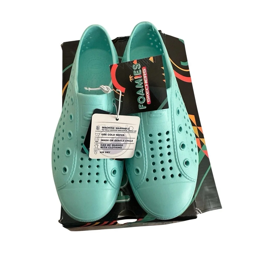 SKECHERS Foamies Guzman Lite Shore Splash Kids Shoes Size 3 Mint Unisex New Pool
